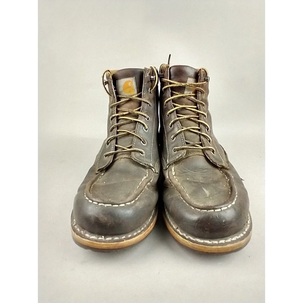 Carhartt Mens 6 Inch Waterproof Moc Toe Work Boots Brown Leather CMW6197 Size 11